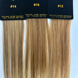 Farveprøver i lyse nuancer til sammenligning af farverne #12, #14og #16