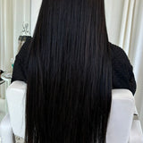 Hårextenions i sortbrun nuance #1b, 60 cm og 300 gram