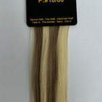 Farveprøve i blond med mørke striber