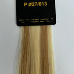 Farveprøve i blond med gyldne striber