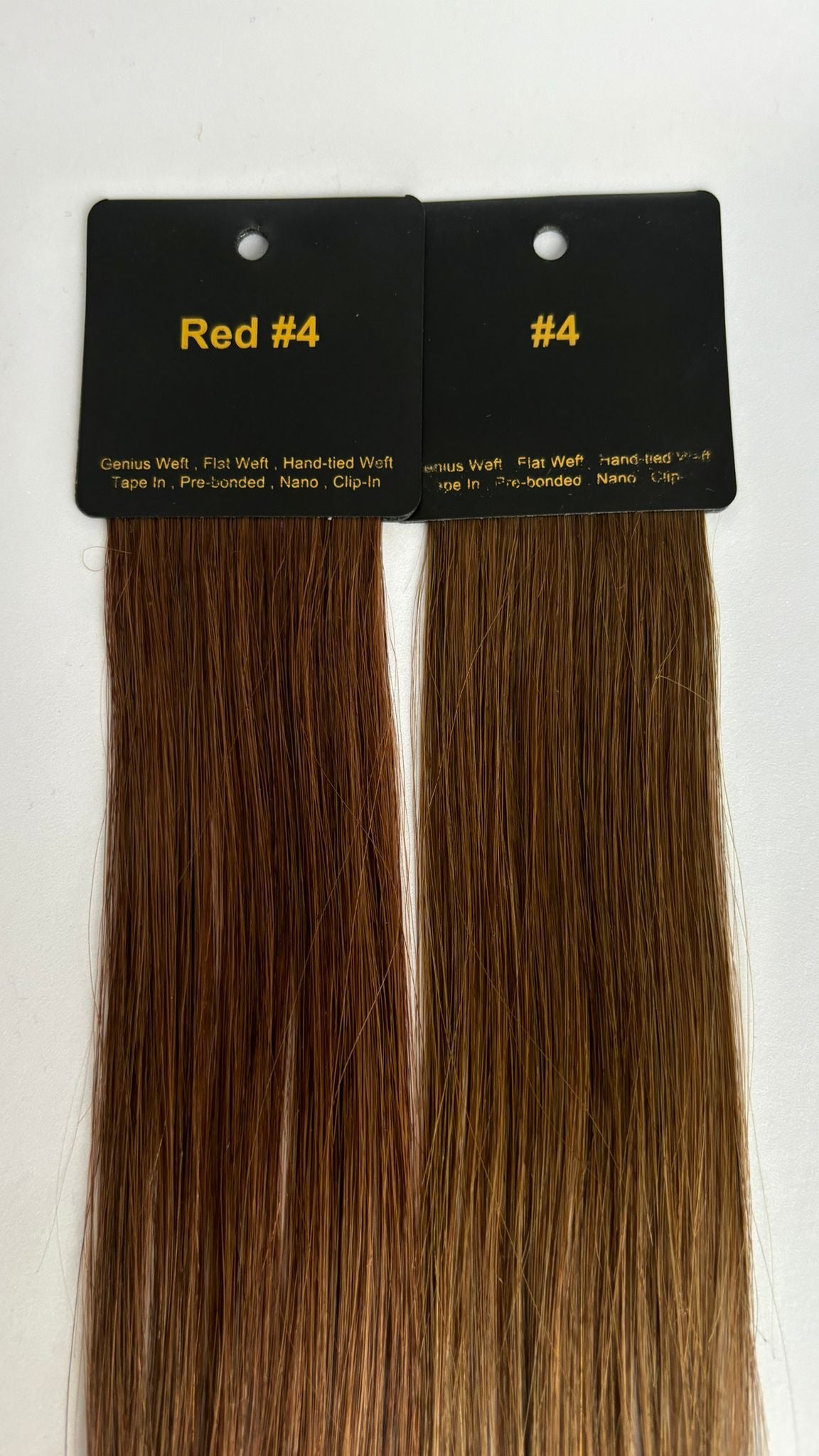 Farveprøve Sammenligning ad farverne Red #4 og #4