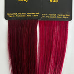 Sammenligning af to lilla nuancer i farveprøve